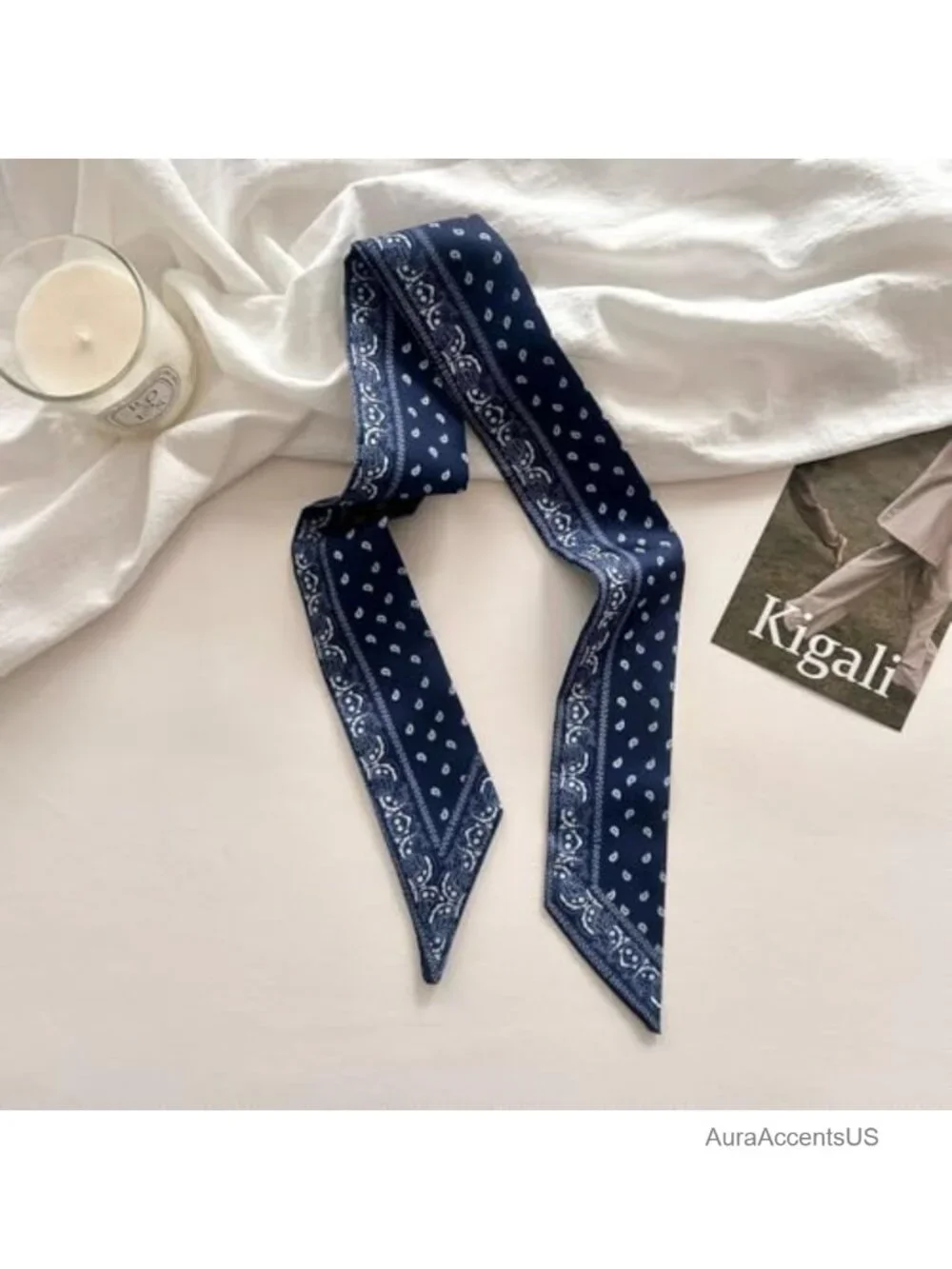4 Pcs Silk Feel Fashion Scarves, Versatile Headband Neck Scarf Set